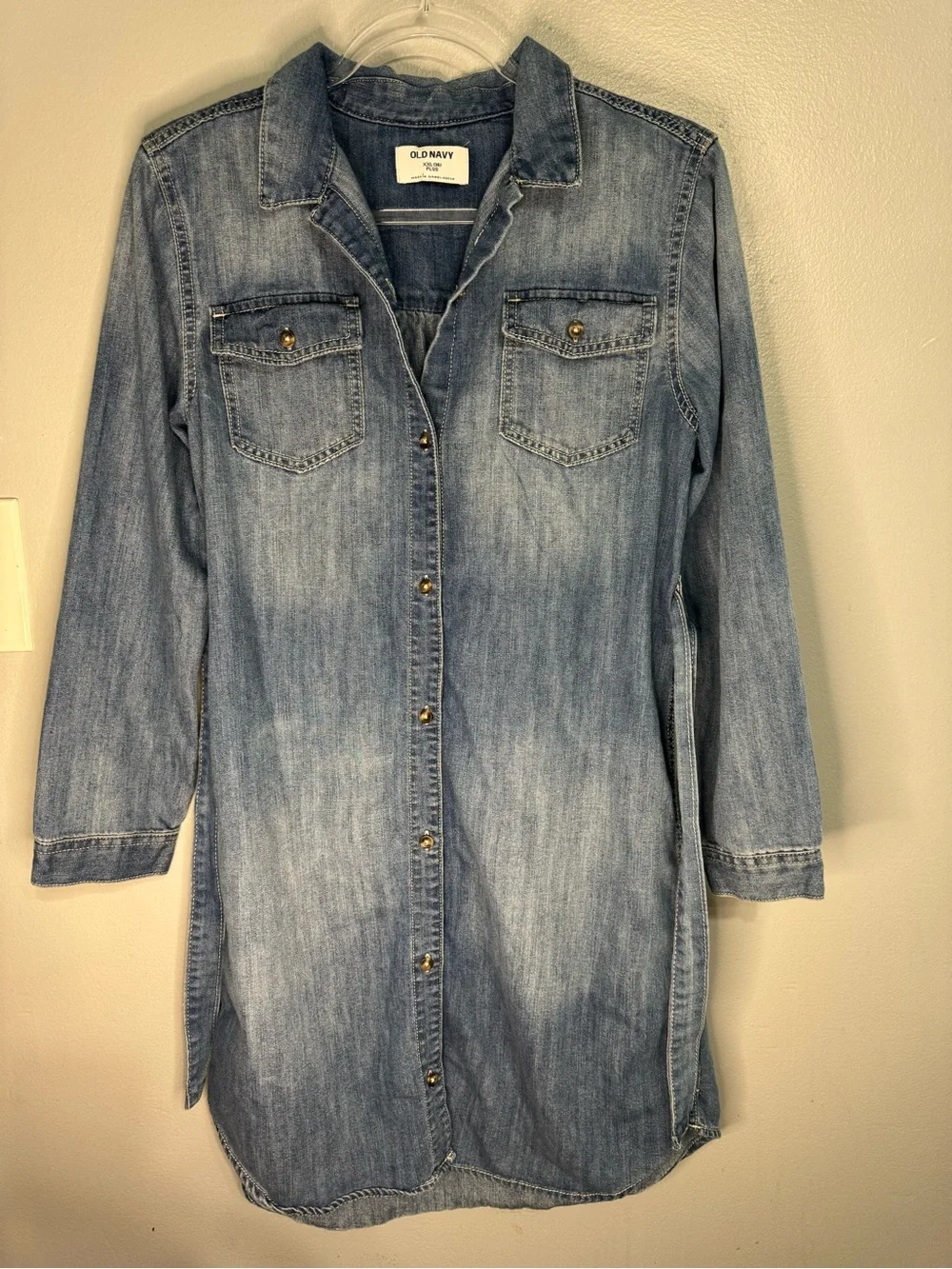 Girls Old Navy Denim Shirt Dress with Belt - Size XXL 14